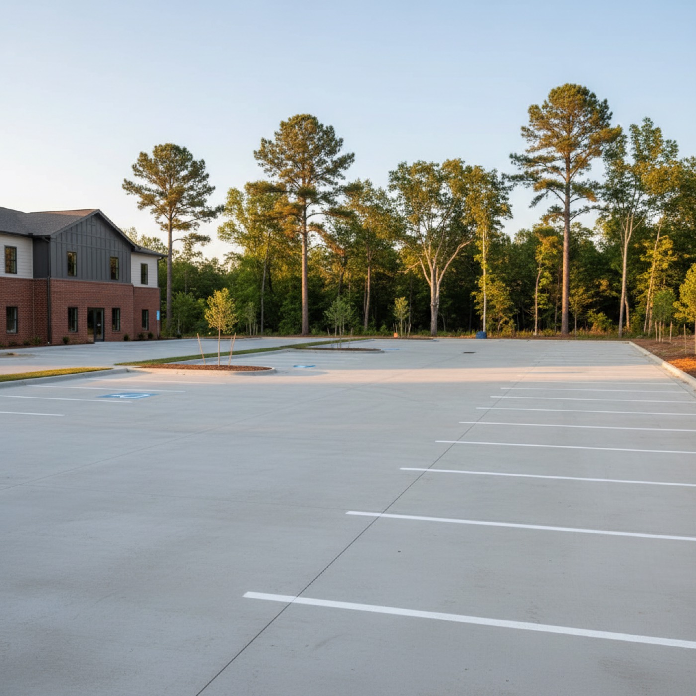 Commercial concrete parking lot by Davis Concrete in Greenville SC