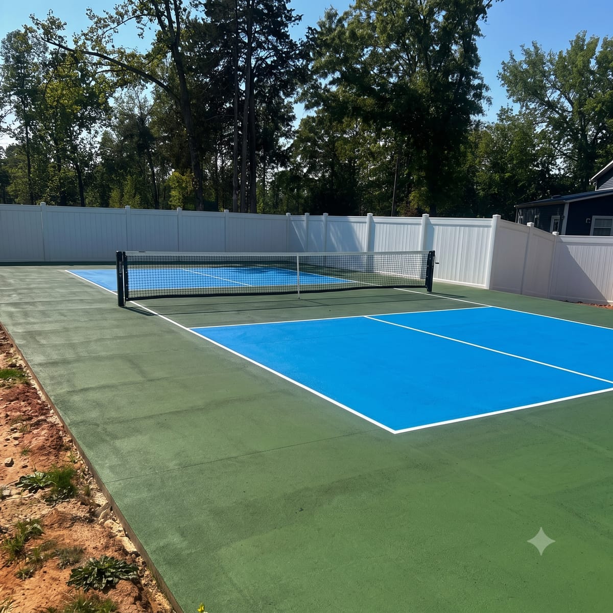 Backyard concrete pickleball court with sport coating in Upstate SC